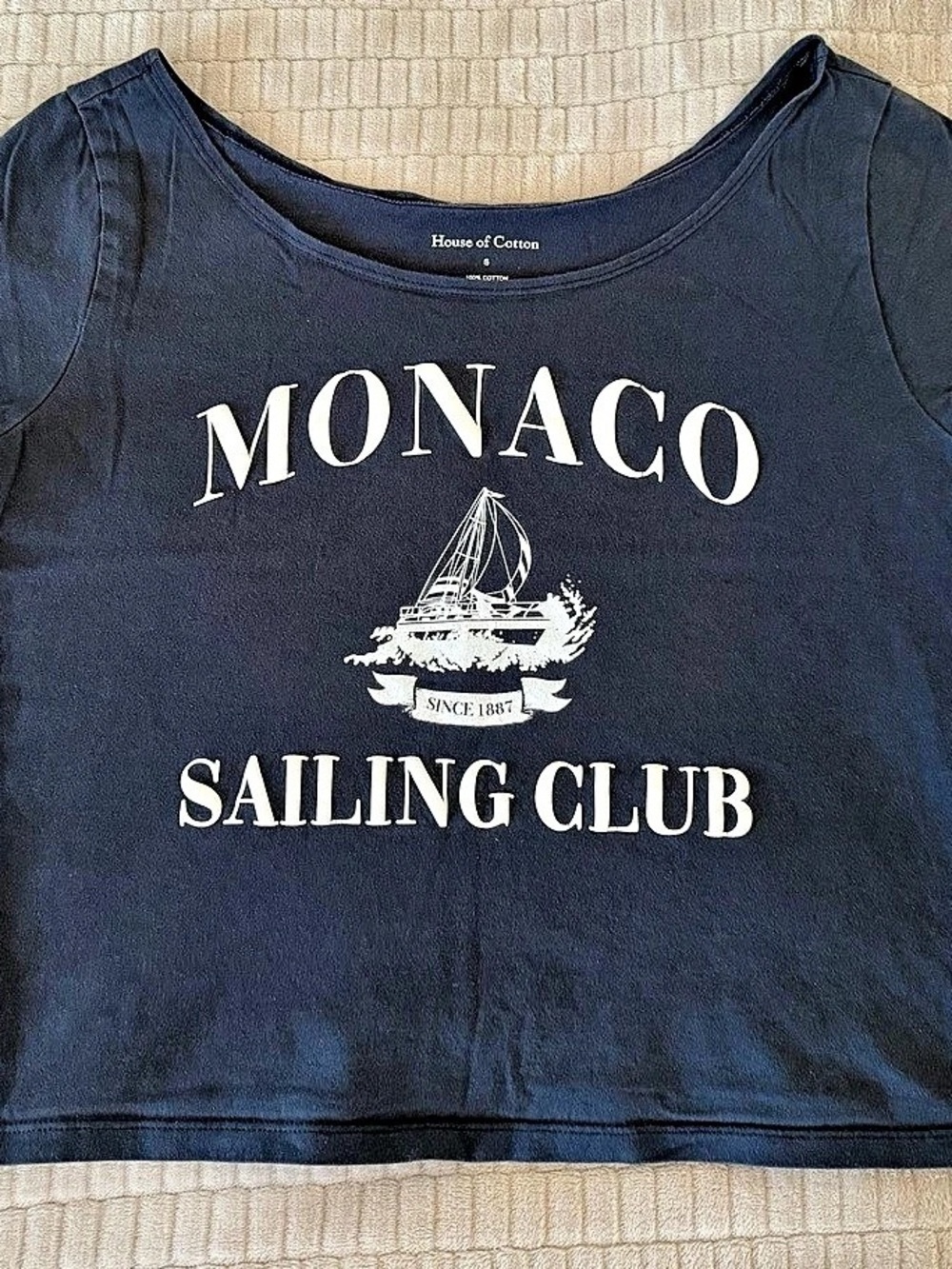 House of Cotton Monaco Sailing Club Graphic Tee Blue & White Small